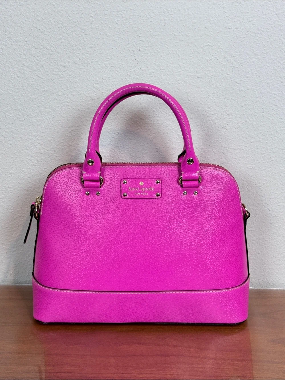 kate spade Wellesley Hot Pink Pebbled Leather Satchel EUC